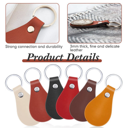 Taiyin 30 Pcs Leather Key Fob Kit for DIY Craft PU Blanks with Rivets and Key Ring for Laser Engraving Keychain (Multi Colors)