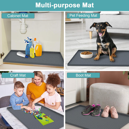 Silicone Under Sink Mat 22" x 19", Under Sink Mats for Kitchen Waterproof, Under Sink Protector Mats for Cabinets, Under Sink Tray Organizer for Kitchen and Bathroom, Gray
