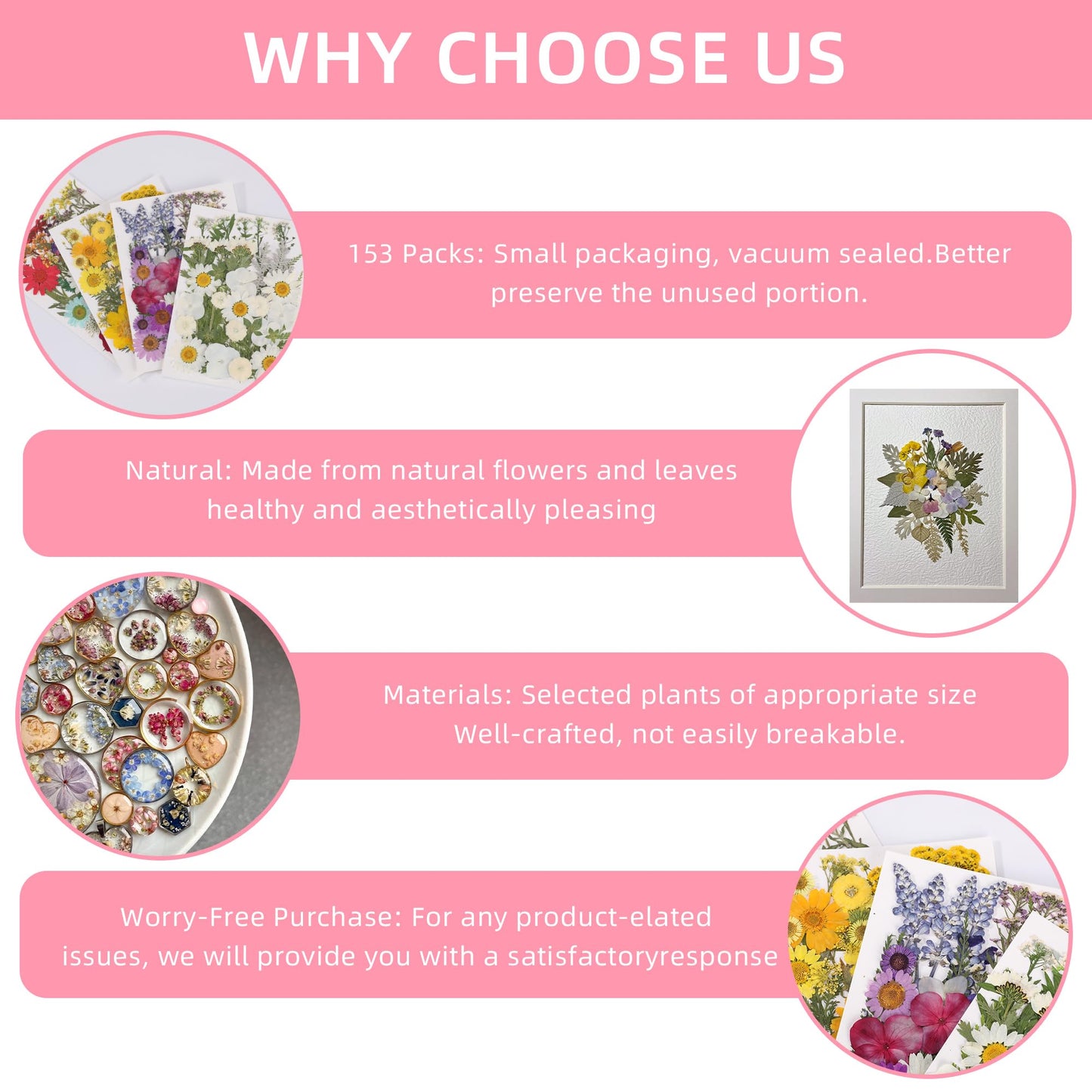 Botanical Pressed Flower Set – Real Dried Flowers & Leaves for Resin Art, Scrapbooking, Candle Making, and DIY Nature Crafts