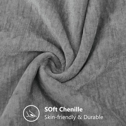 24x24 Inch Set 2, decorUhome Chenille Dark Grey Throw Pillow Covers of Decorative Soft Couch Pillow Covers Solid Dyed