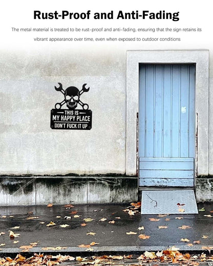Positive Metal Skull Decor Sign - Rust-Proof & Anti-Fading Skull Wall Sign for Men, Father, Husband, and Skull Lovers -for Front Door, Garden, Garage, Living Room, and More (30cm)