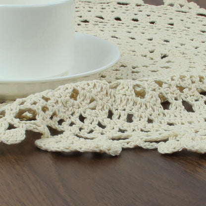 kilofly Handmade Crochet Round Cotton Lace Table Placemats Doilies Value Pack, 4 Medallion, 13 x 13 Inch, Beige