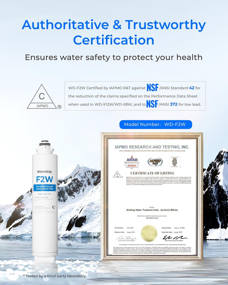 Waterdrop F2W Filter, Only Replacement for X8-PRO & X12-PRO Dual Flow Tankless Reverse Osmosis System, 6-month Lifetime
