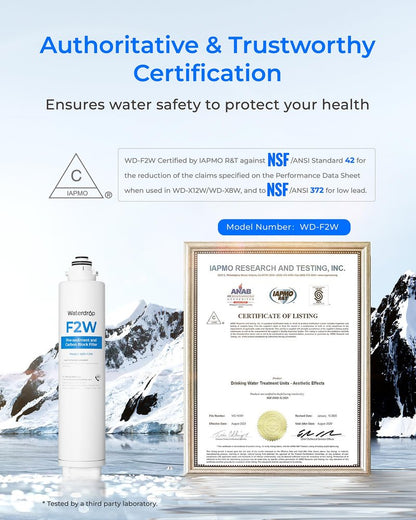 Waterdrop F2W Filter, Only Replacement for X8-PRO & X12-PRO Dual Flow Tankless Reverse Osmosis System, 6-month Lifetime