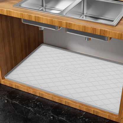 Under Sink Mat for Kitchen, 40" x 22" Silicone Waterproof Liner for Cabinet Sink Protection