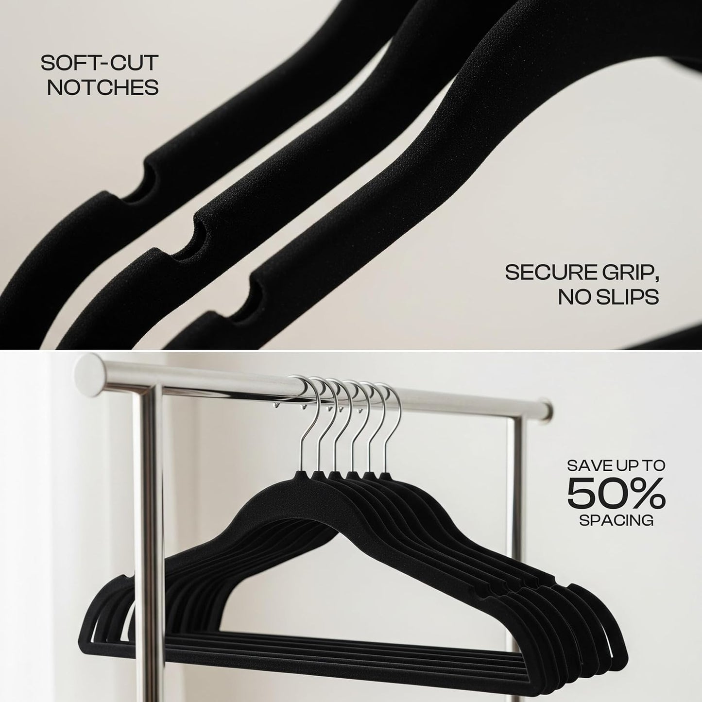 Utopia Home Velvet Hangers 30 Pack - Luxury Non-Slip Slim Coat & Pant Hangers with 360° Swivel Hook - Black