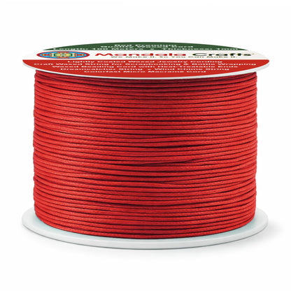 Mandala Crafts 1mm Red Cotton Waxed Cord for Jewelry Making, 109 Yards – Waxed Cotton String for Decorative Knotting and Accessory Assembly