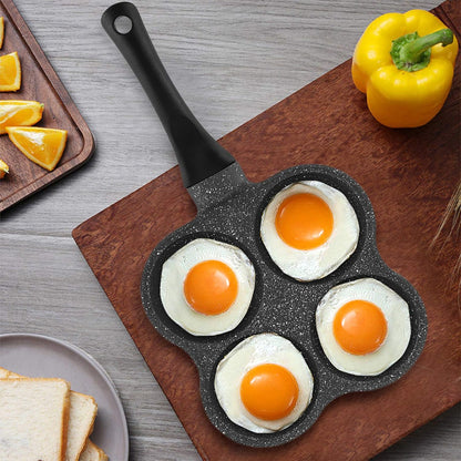 GLOGLOW Frying Pan, 14.4x7.7x1.0In Non-Stick Aluminum 4-Hole Pancake Omelet Maker, Practical Kitchen Utensil