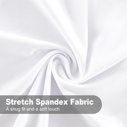 34x34 Inch eeivs White Square Fitted Tablecloth Spandex Stretchable End Tables Cover with Elastic Edge Table Cloth Card