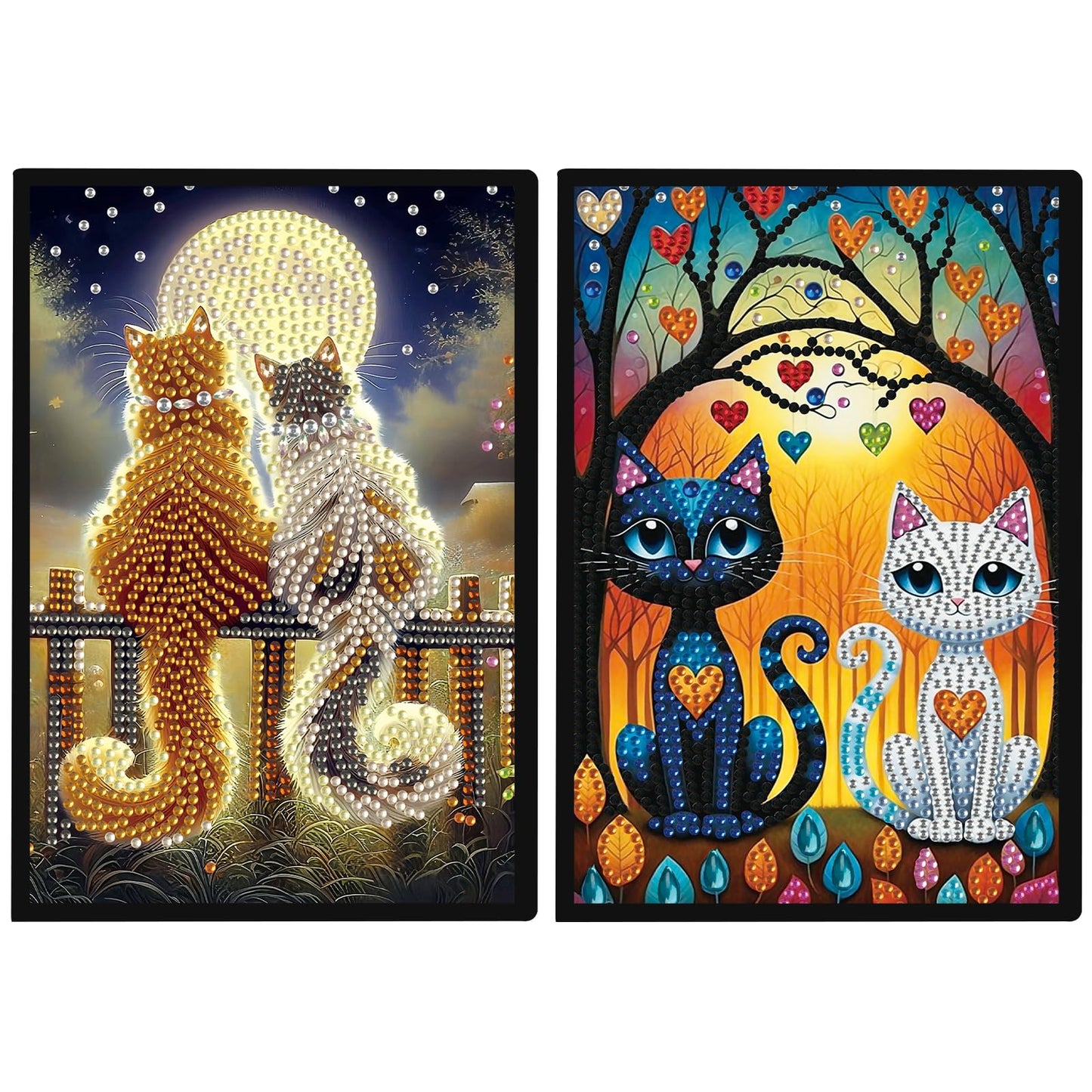 JISHSHAY 2 PCS Diamond Art Notebook Journal Diamond Painting Note Book Gem Art Sketchbook Gem Painting A5 Notebook Mosaic Kits for Adults Diary with Special Shaped 14.5×21cm/5.7×8.26in Cat