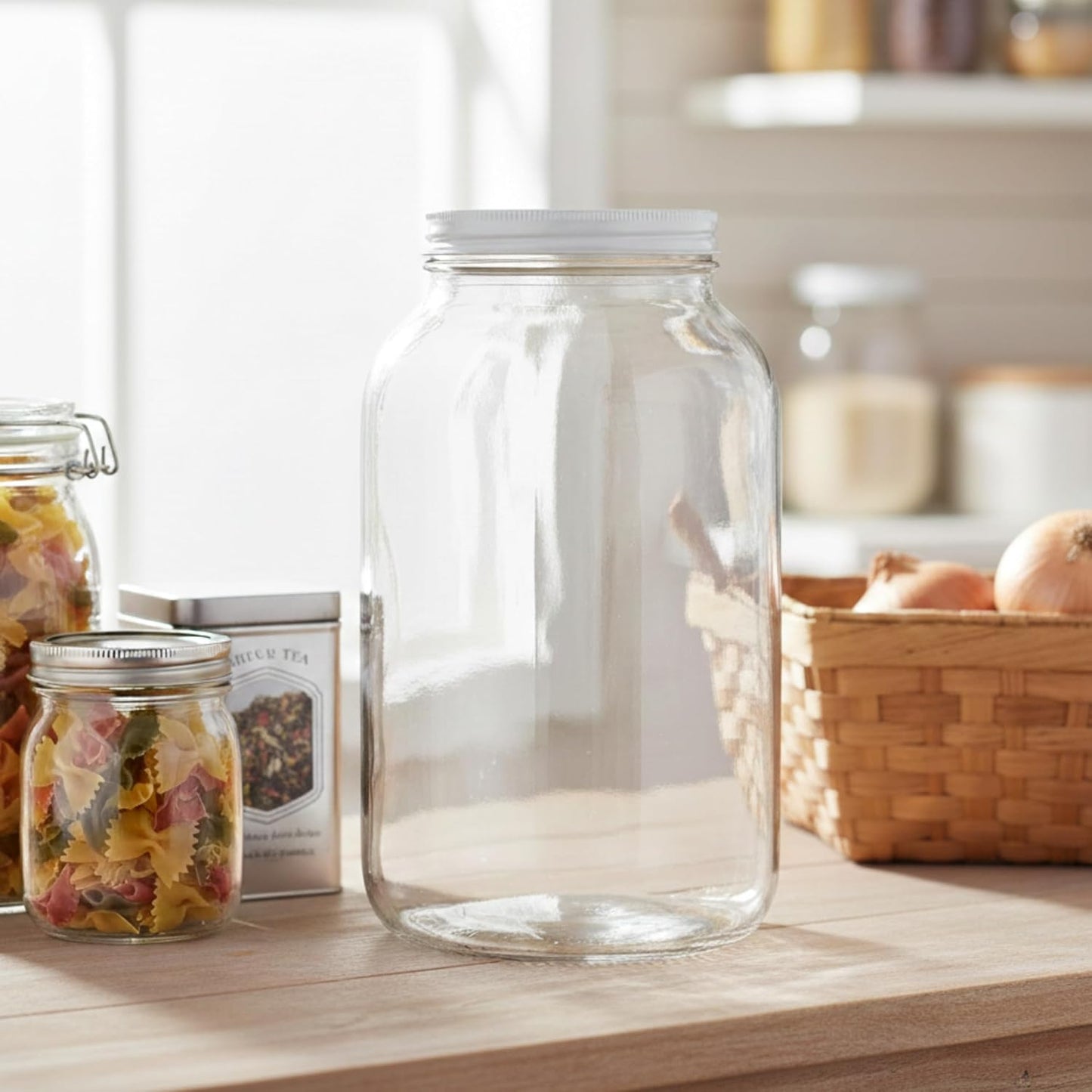 1 1 Pack Large Glass Jars Gallon Wide Mouth Mason Jars with Airtight Metal Lids Made in USA Gallon Jars for Fermenting