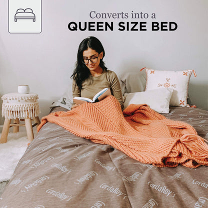 CordaRoy's Chenille Bean Bag Chair, Convertible Chair Folds from Bean Bag to Lounger, As Seen on Shark Tank, Espresso - Queen Size