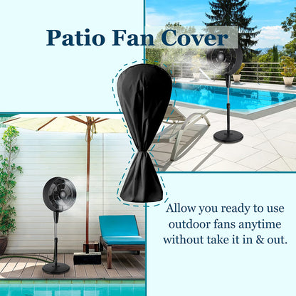 J&C Fan Cover Fan Dust Cover Waterproof Stand up Floor Fan Covers Outdoor Pedestal Fan Cover Standing Round Fans Dustproof Covers Protector for Indoor Room Fan Household Black Large 420D