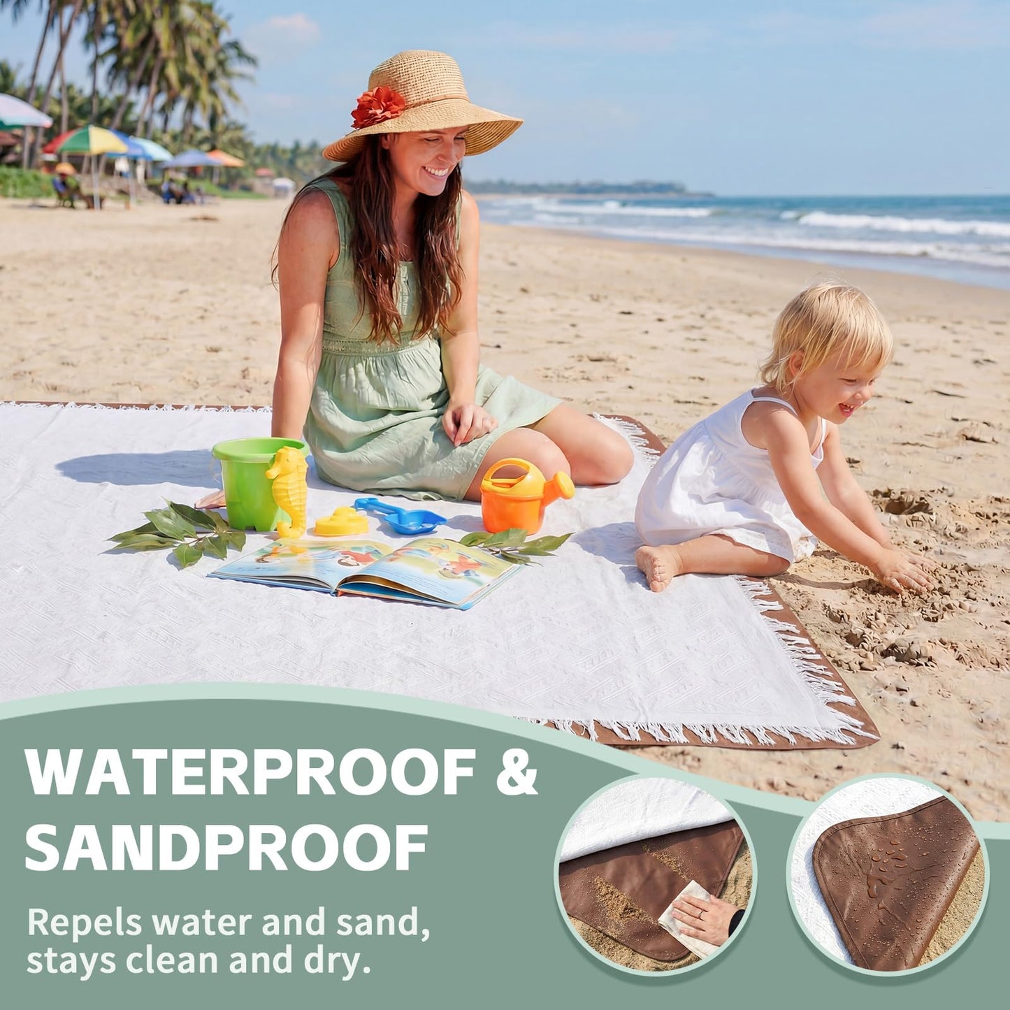 2 in 1 Extra Large Boho Beach Blanket Towel Sand Free Outdoor Picnic Mat Giant Oversized Xl Big Jumbo Huge Turkish Woven Throw Cloud Summer Vacation Essential Travel Must Have Accessories Women Gift