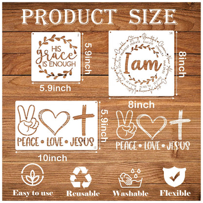 21pcs Christian Stencils for Crafts Reusable Motivational Bible Verse Template Drawing Religious Stencils for Painting on Wood Sign Fabric Canvas DIY Crafts Office Home Decoration(bible21)