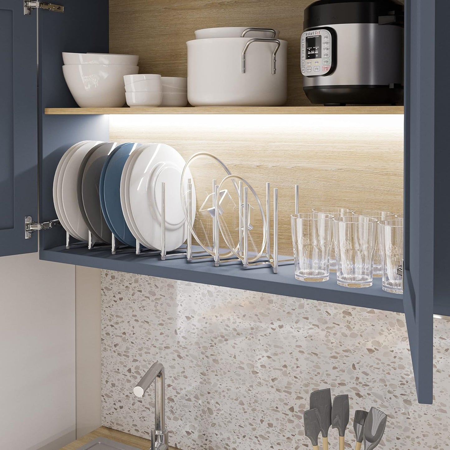 brightmaison BGT Stal Pots and Pans Organizer for Cabinet, Adjustable Stainless Steel Kitchen Organization Unit