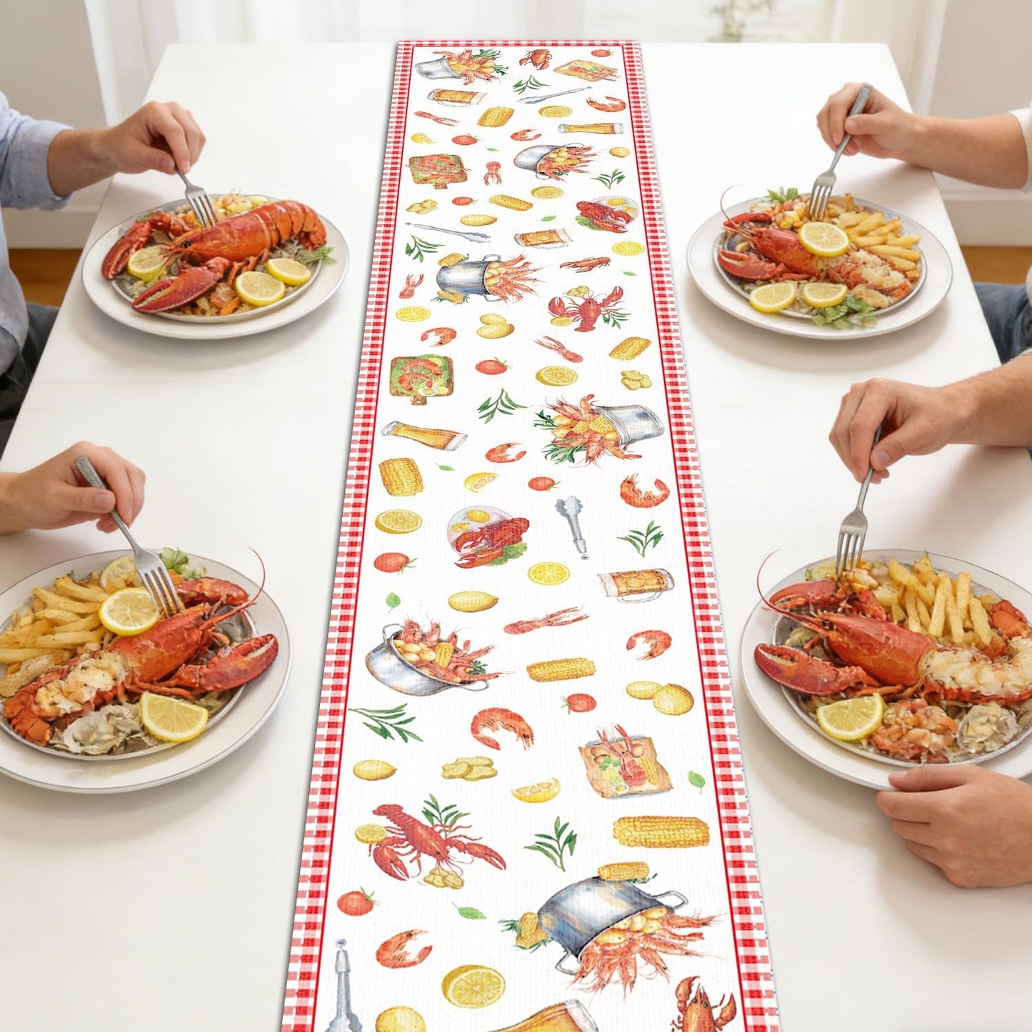 13x72 Inch Crawfish Boil Party Decorations - Crawfish Party Table Runner Decor, Seafood Boil Crayfish Table Decorations
