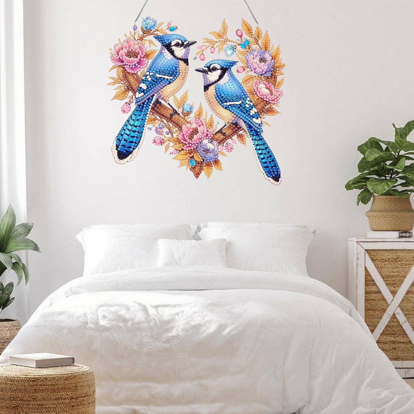 Ristpal Diamond Painting Kits Hanging for Adult, Special Shaped Rhinestone, DIY Acrylic Diamond Art Painting Window Pendants Home Garden Wall Hanging Kits for Home Decor and Gifts (Birds)