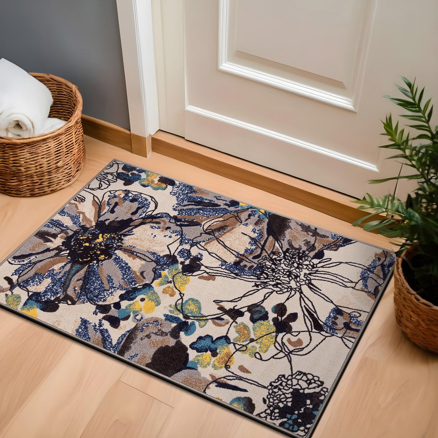 Rugshop Gray Large Floral Non-Slip Area Rug Fade Resistant for Living Room, Dining Room and Large Spaces, 10' x 14'
