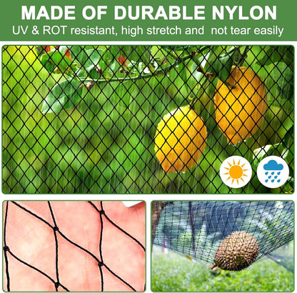 DQS 25'x50' 1' Bird Netting - Heavy Duty with Square Mesh, Poultry Netting for Chicken Coop Roof, Garden Protection