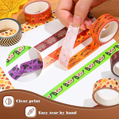 24 Rolls Holiday Washi Tape Set, Halloween New Year Festivals Decorative Tapes Easter Irish Day Four Leaf Clover Pattern for Scrapbooking, DIY Crafts, Journals, Gift Wrapping, 16.4 ft Long/roll