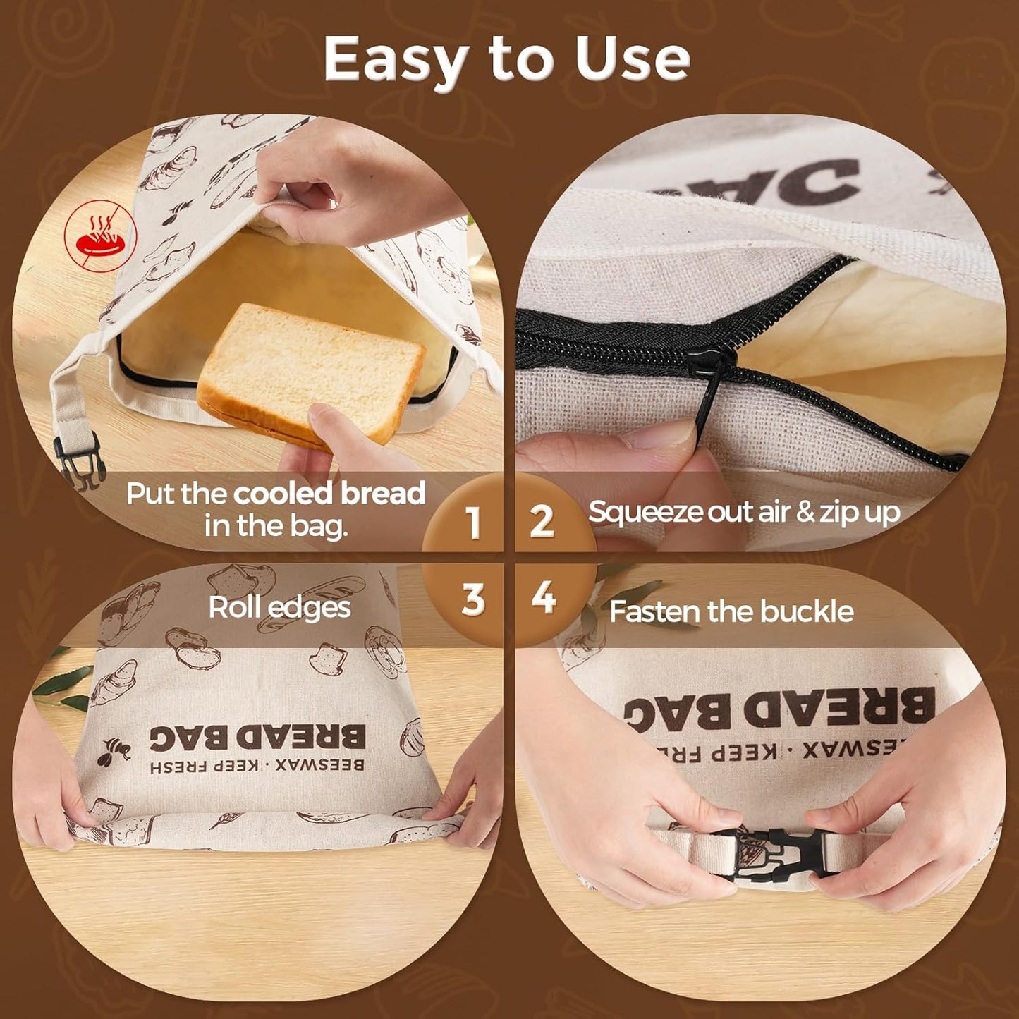 17x13", 2 Pack) YARRAMATE Beeswax Bread Bags for Homemade Sourdough, Zipper Reusable Linen Food Storage Bags to Keep