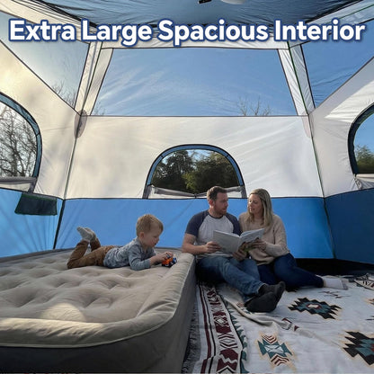 PEAK OUTDOORS Instant Tent 6/8 Person Tents for Camping, 60 Second Easy Setup Portable Camping Cabin Tent with Rainfly, Waterproof Pop Up Tents for Family Camping & Hiking with Expandable Carry Bag