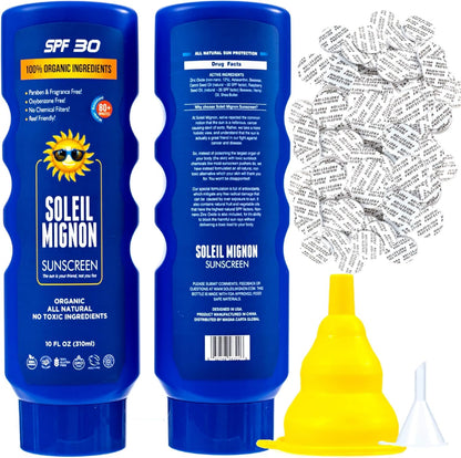 Leakproof Hidden Flask - 2 Secret Sunscreen Flasks for Liquor, 10oz Empty Alcohol Containers with Foam Seals & Funnel