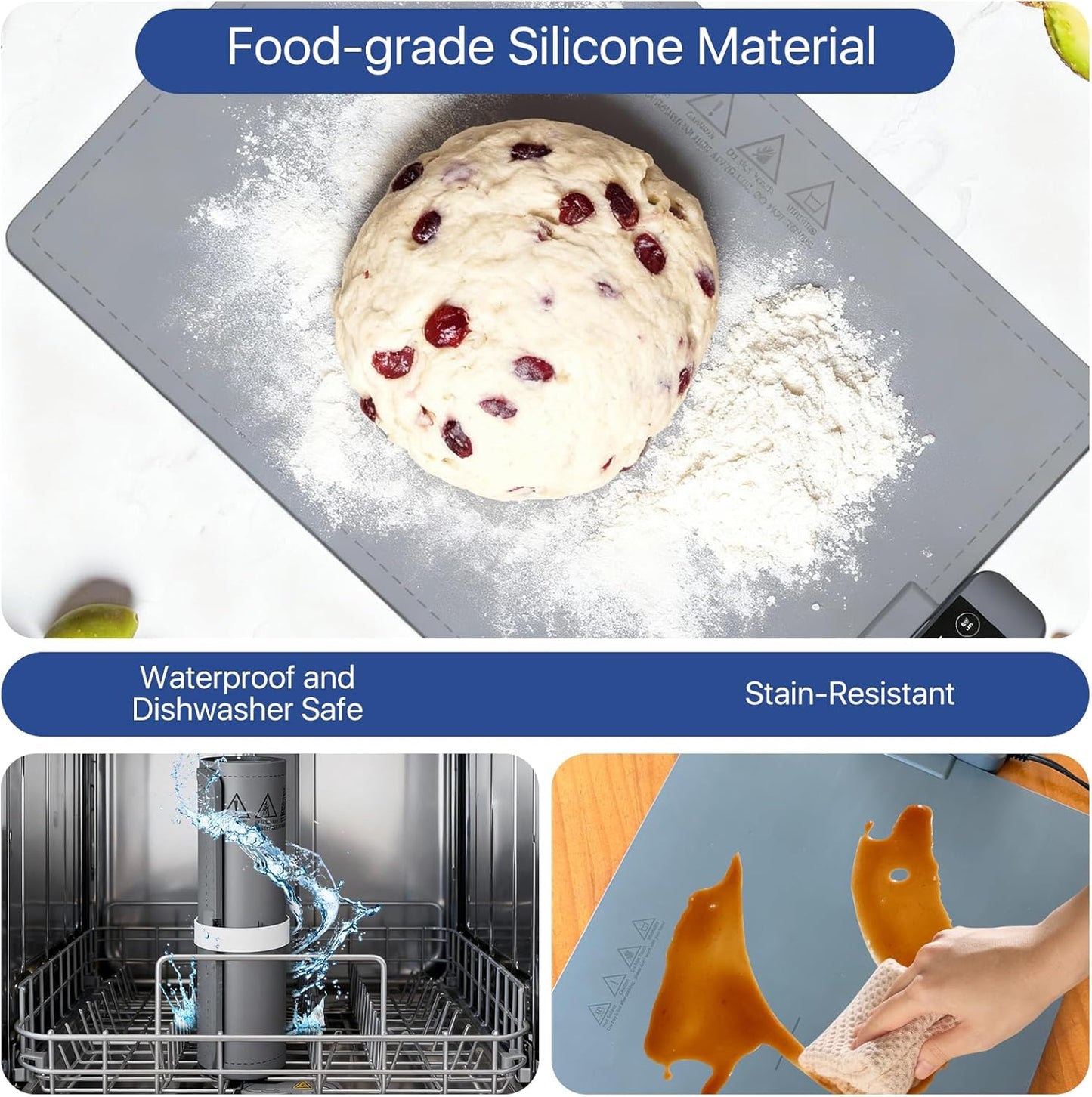 17 Setting 6 Waterproof Electric Food Warming Mat, Food Grade Silicone Warming Tray with Temp and Hours Timer, Full