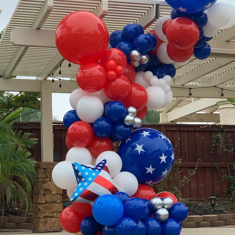YMSZ Red and Blue Balloon Garland Arch Kit, 134pcs Royal Blue and Red Latex Balloons for Birthday, Graduation, Independence Day Decorations