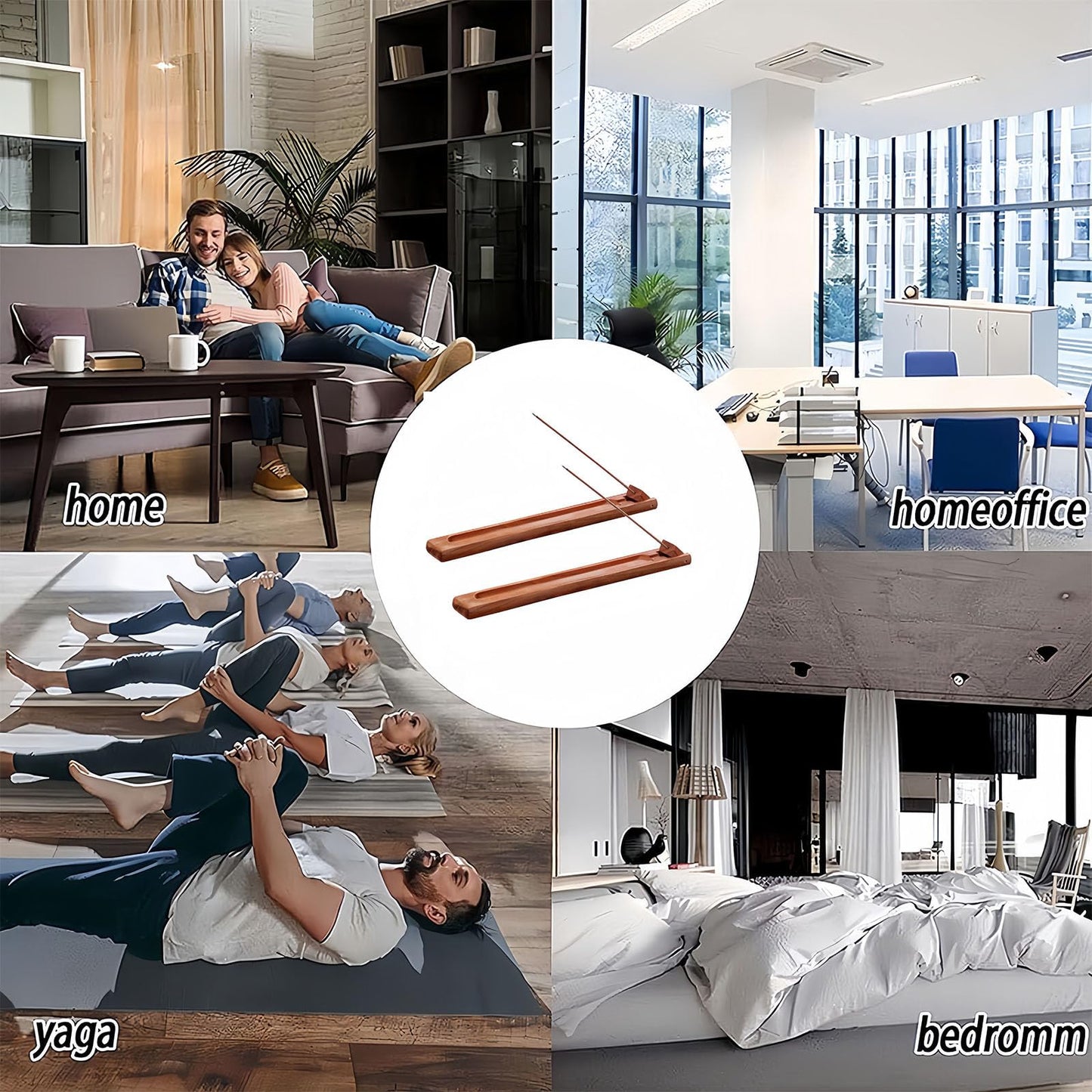 RE RELIURE 2 Packs Wood Incense Holder for Sticks with Adjustable Angle, Incense Stick Holder with Ash Catcher,Stick Incense Burner,9.8 Inches