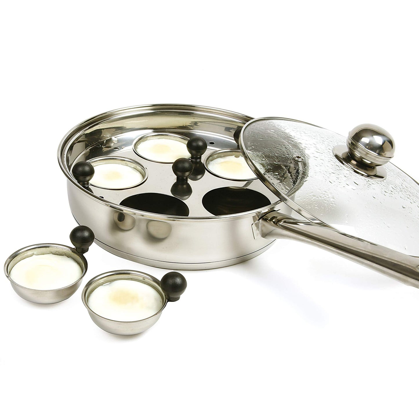Norpro Stainless Steel Egg Poacher/Skillet Set, 10", Silver, 1 Liters