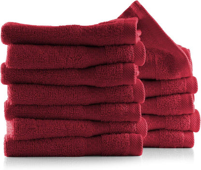 12 Pack 100% 13"x13" Hearth & Harbor Washcloths - Cotton Washcloth for Body and face, High Absorbent and Soft Body Wash