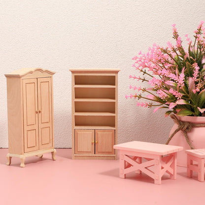 Toyvian Mini Wooden Drawer Cabinet, 1: 12 Dollhouse Decoration Bookshelf with Wood Drawer Tiny Bookcase TV Cabinet Model Storage Shelves Dollhouse Furniture Accessories