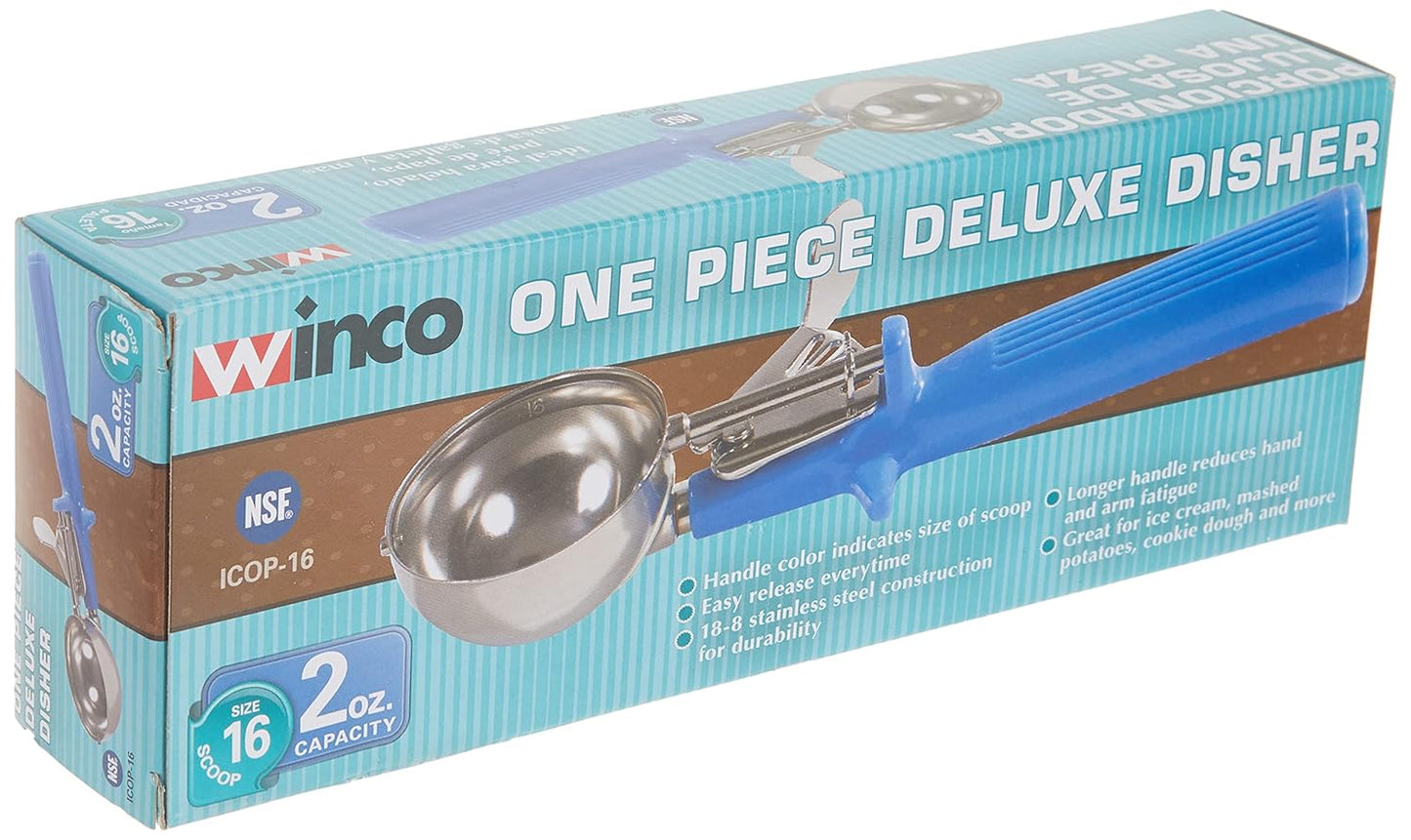 Winco Ice Cream Disher, Size 16, Stainless Steel, Blue Handle