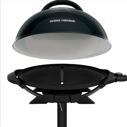 George Foreman Indoor/Outdoor Electric Patio Grill, Apartment Approved, 15-Serving, Removable Stand, Black