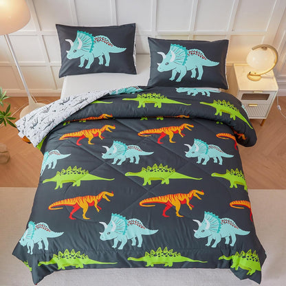Set Set Set RYNGHIPY Dinosaur Bedding - Twin Size Kids Comforter for Boys & Girls - Soft, Breathable, Cute Dinosaur Bed
