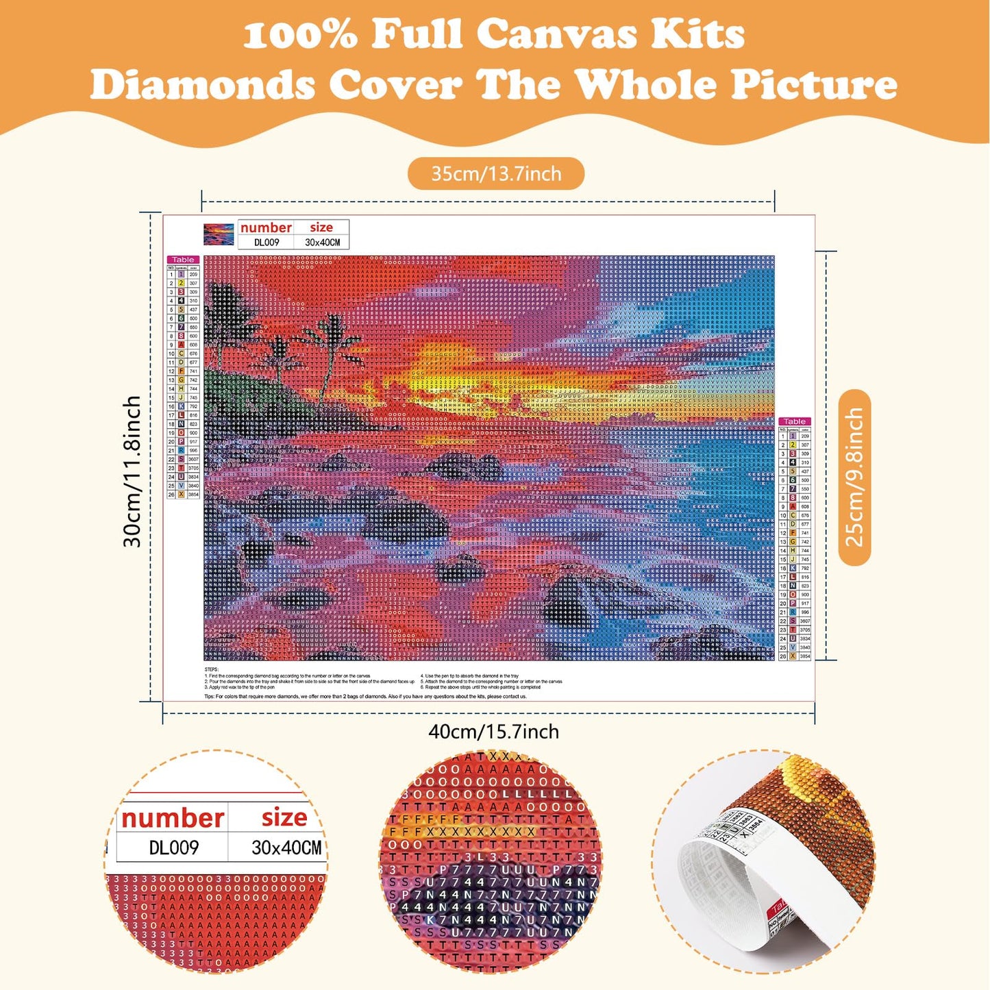 SENQAO 4 Pack Beach Diamond Art Kits for Adults, Sunset DIY 5D Diamond Painting Kits Full Drill Diamond Dots Paintings with Diamonds Gem Art and Crafts Home Decor 12x16inch