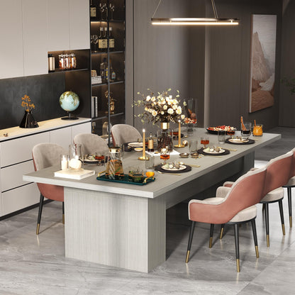 AGOTENI 118" Large Dining Table for 8-12 People, Versatile Rectangle Dining Room Table with Wood Grain for Conference Room Kitchen, Grey