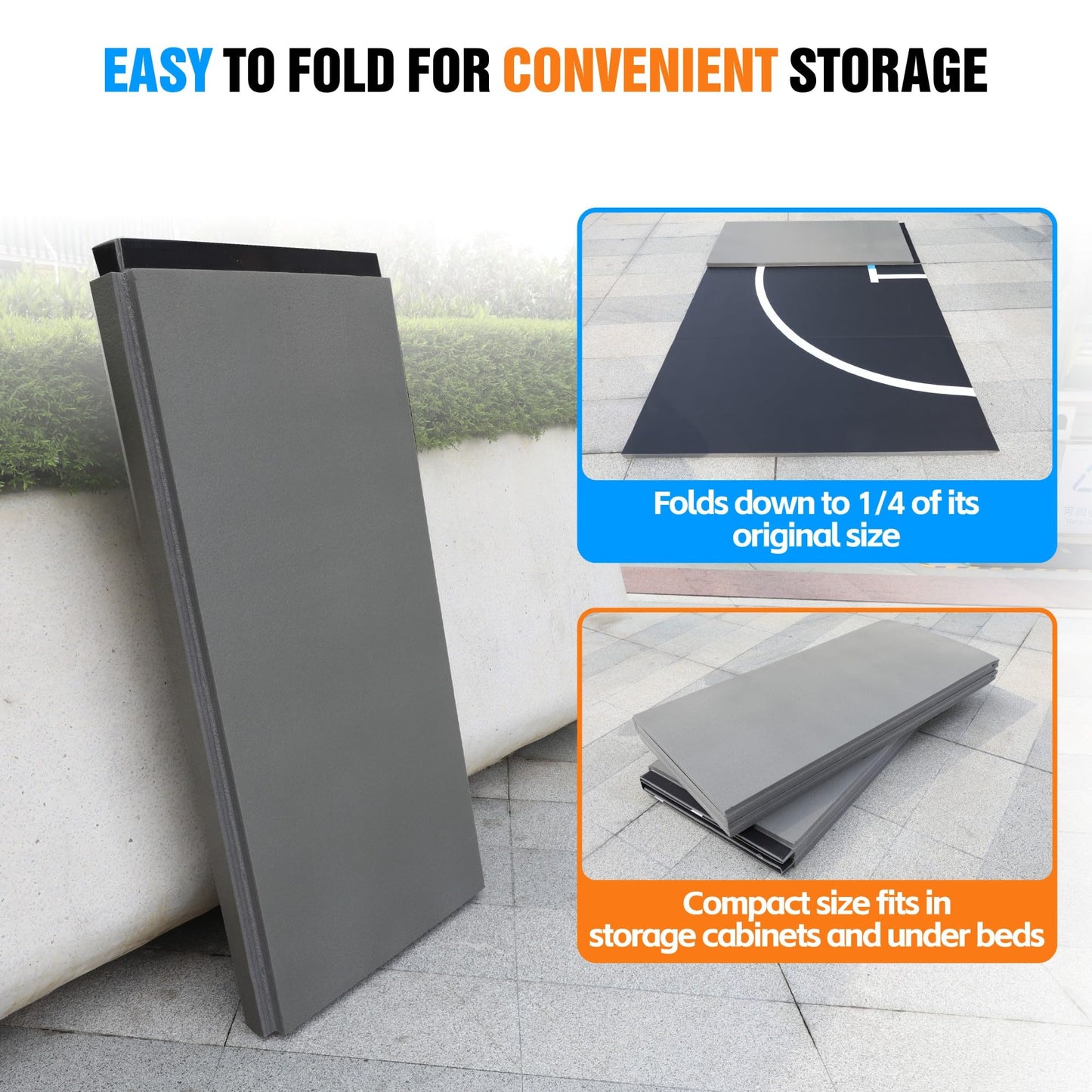 HESMAX 10' x 10' / 10' x 6.5' Foldable Wrestling Mat, Durable Home Training Mat for BJJ, Jiu Jitsu, Grappling, MMA, Judo, Boxing & Taekwondo, Antislip Odor Control Foam Mat 1p6