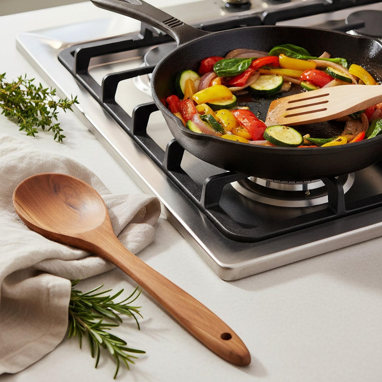 Solange & Frances Teak Wooden Utensil Set. Premium Cooking Utensils, and Non Toxic Cooking Utensils. Unique Gift for Women, Gift for Mom, Gifts for Grandma, or Gifts for Women Who Have Everything