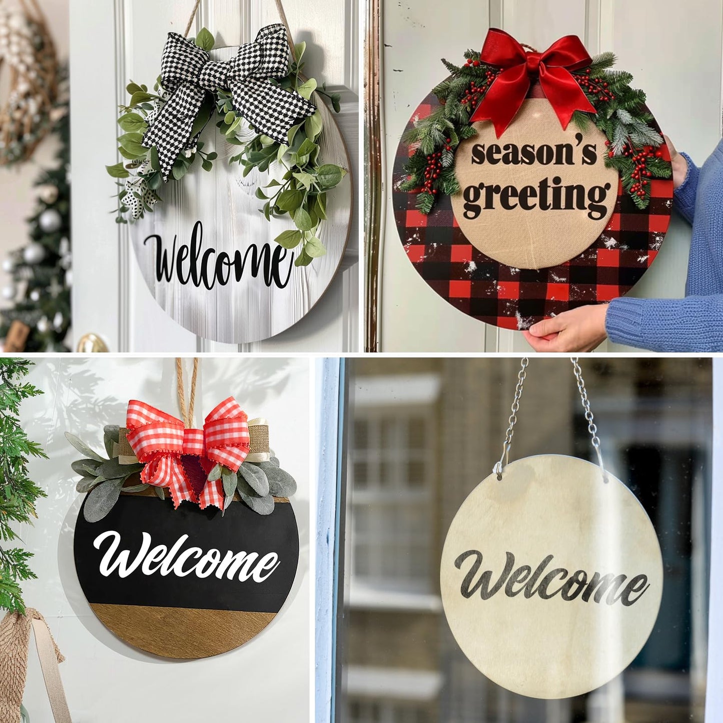 10Pcs Thickened Wood Circles for Crafts with Holes,12" Unfinished Wood Rounds Discs with Twine,Wooden Round Circles for Door Hanger,Blank Wooden Signs for Painting,Wood Burning