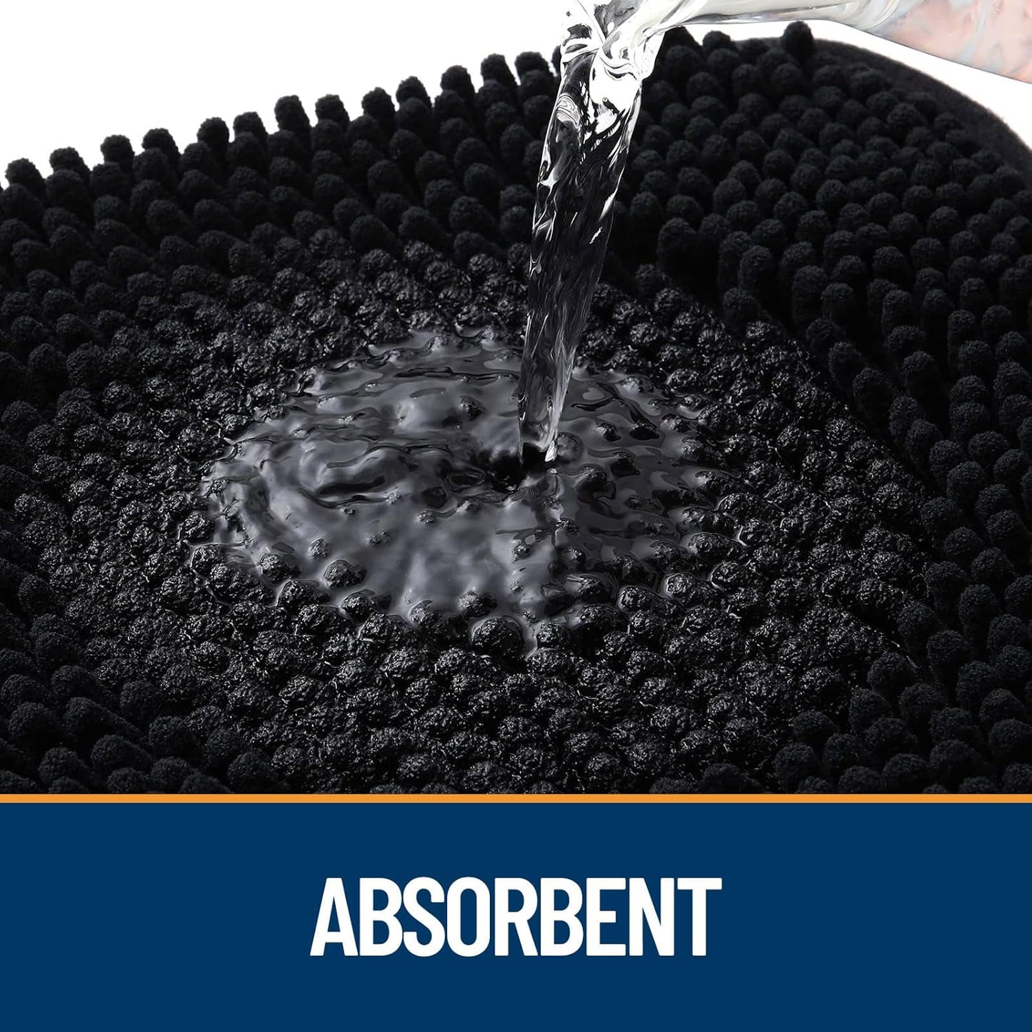 OLANLY Dog Door Mat - Absorbent Non-Slip Washable Chenille Mat for Muddy Paws | 30x20 Inches, Black