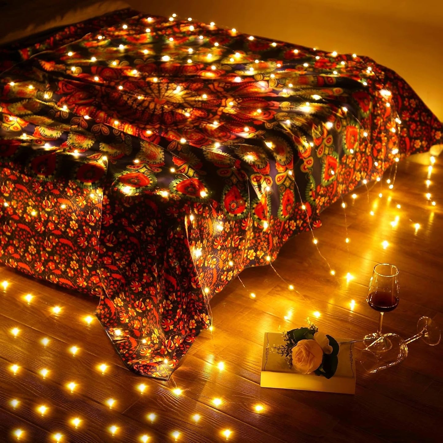 195 6.5 5 8 1 Pack Tuanse LED Curtain Tapestry Lights Backdrop String Lights, x Feet Hanging Fairy Curtain Light