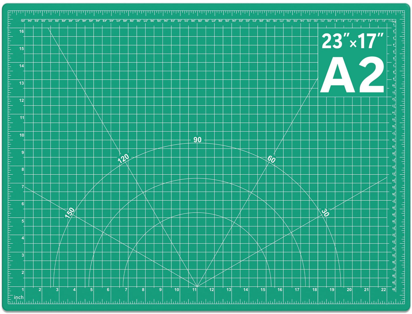 DIYSELF A2 Self Healing Cutting Mat, 23 x 17 Inch Cutting Mat for Crafts, Fabric Cutting Mat for Sewing, Quilting, Scrapbooking, Paper Crafts and Craft Hobby Projects, Green