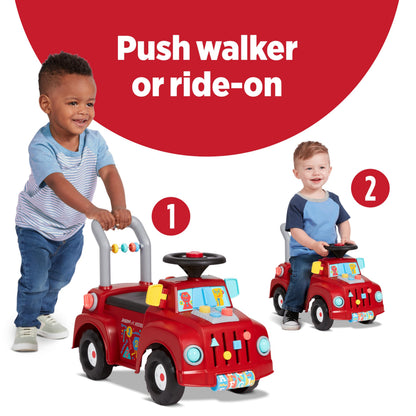 Radio Flyer Tinker Truck, for Toddlers 1-3, 3-in-1 Push Walker Ride On Car with 20 Sensory Activities, Anti-Tip Feature, Under-Seat Storage, Lights and Sounds, 42 lb Capacity, Toddler Ride On Toys