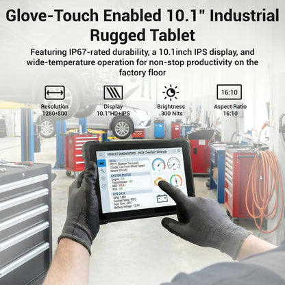 Rugged Tablet PC-HEIGAOLAPC Industrial Tablet Computer 10.1" Win11 Pro, IP67 Waterproof, Shockproof & Dustproof, 8000mAh Battery, N100 Processor, 8GB RAM 128GB SSD,4G LTE,GPS,1280*800, Type-C, RS232