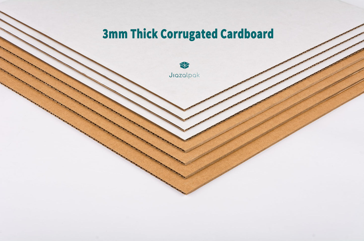Jiazalpak 12.5x12.5 Inch Corrugated Cardboard Sheets Insert Pads for 12-inch LP Record Mailers, 1/8" Thick, One-Side White Protective Pads for Packaging, Crafts & DIY, 25 Pack