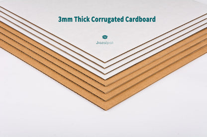 Jiazalpak 12.5x12.5 Inch Corrugated Cardboard Sheets Insert Pads for 12-inch LP Record Mailers, 1/8" Thick, One-Side White Protective Pads for Packaging, Crafts & DIY, 25 Pack