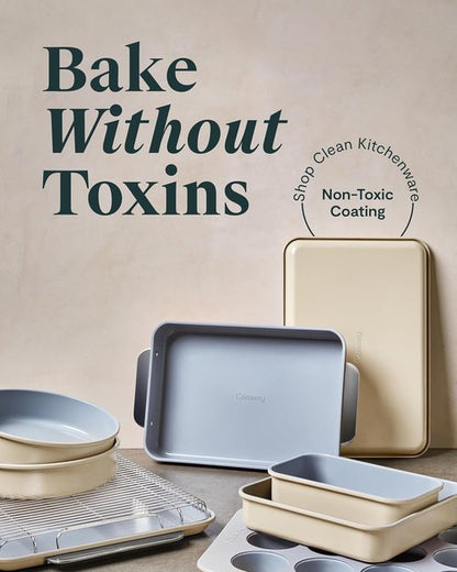 Caraway Nonstick Baking Pan Set - 2x 9" x 6.5" & 1x 9" x 13" - Non-Toxic, PTFE & PFOA Free - Deep Ceramic for Casseroles & Lasagna - Sage